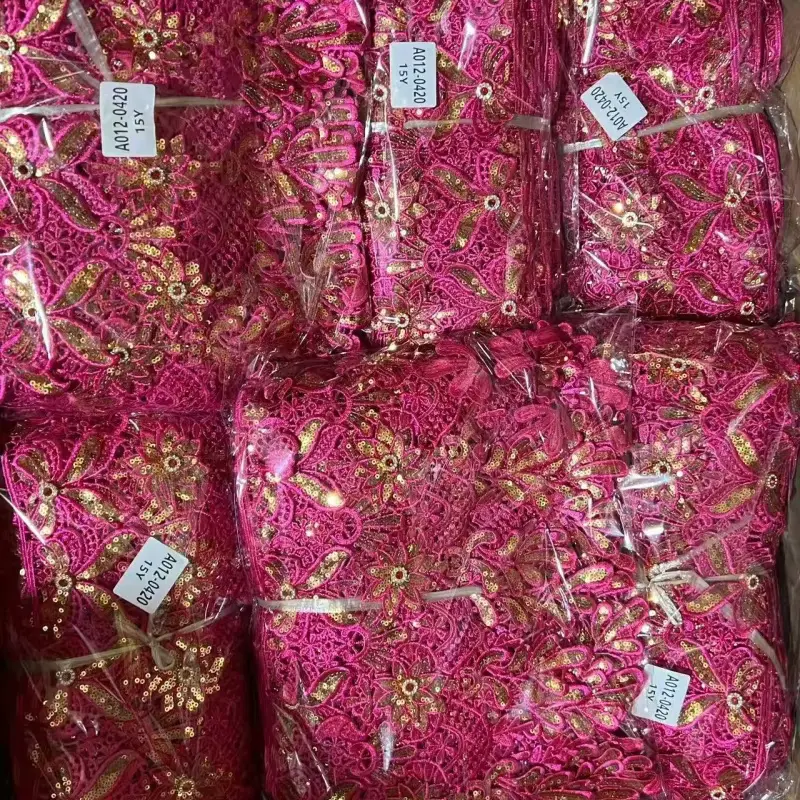 Fashionable High Quality Short Three Dimensional Floral Sequin Lace Suitable For Dresses And Other Accessories