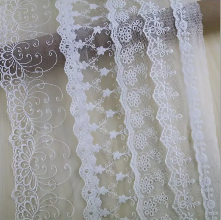 Wholesale High Quality Colorful Embroidery Lace Trimmingmesh Lace
