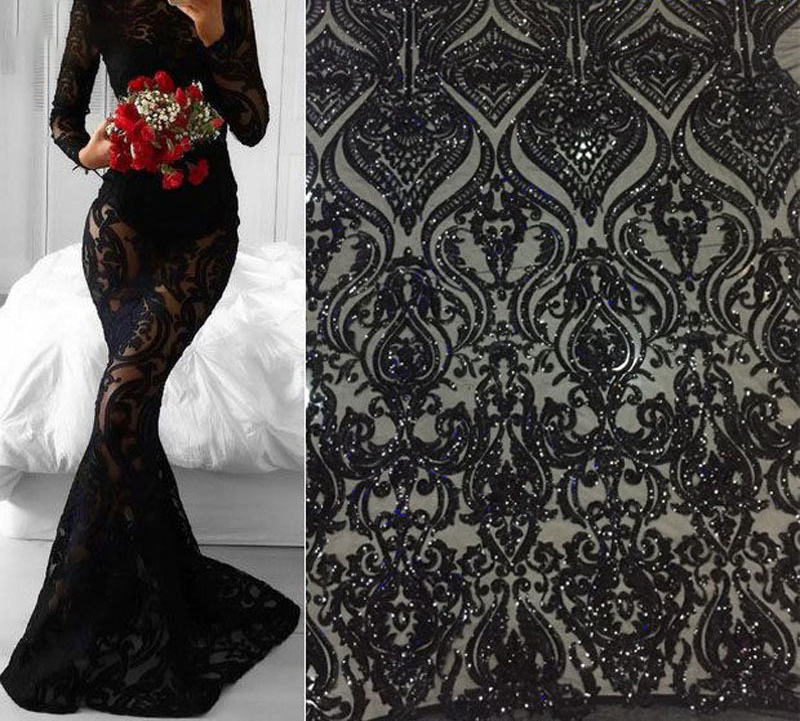 2021 Laser Cut African Polyester Lace Fabric With Sequins Nigeria Laces