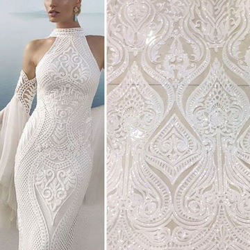 2021 Laser Cut African Polyester Lace Fabric With Sequins Nigeria Laces