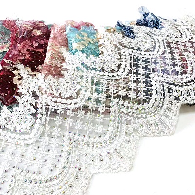 Nagykereskedelmi csipke Baju Kurung hímző csipke forró fix strasszóval